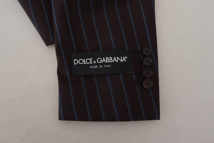 Dolce & Gabbana Black Striped Wool Formal 2 Piece Suit
