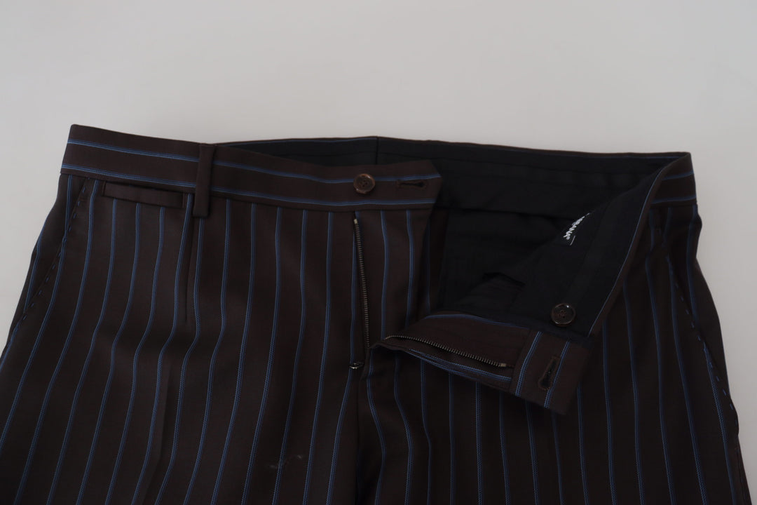 Dolce & Gabbana Black Striped Wool Formal 2 Piece Suit