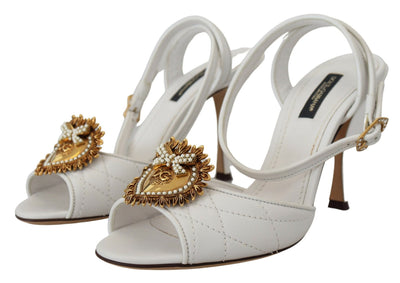 Dolce & Gabbana White Devotion Embellished Sandals Shoes