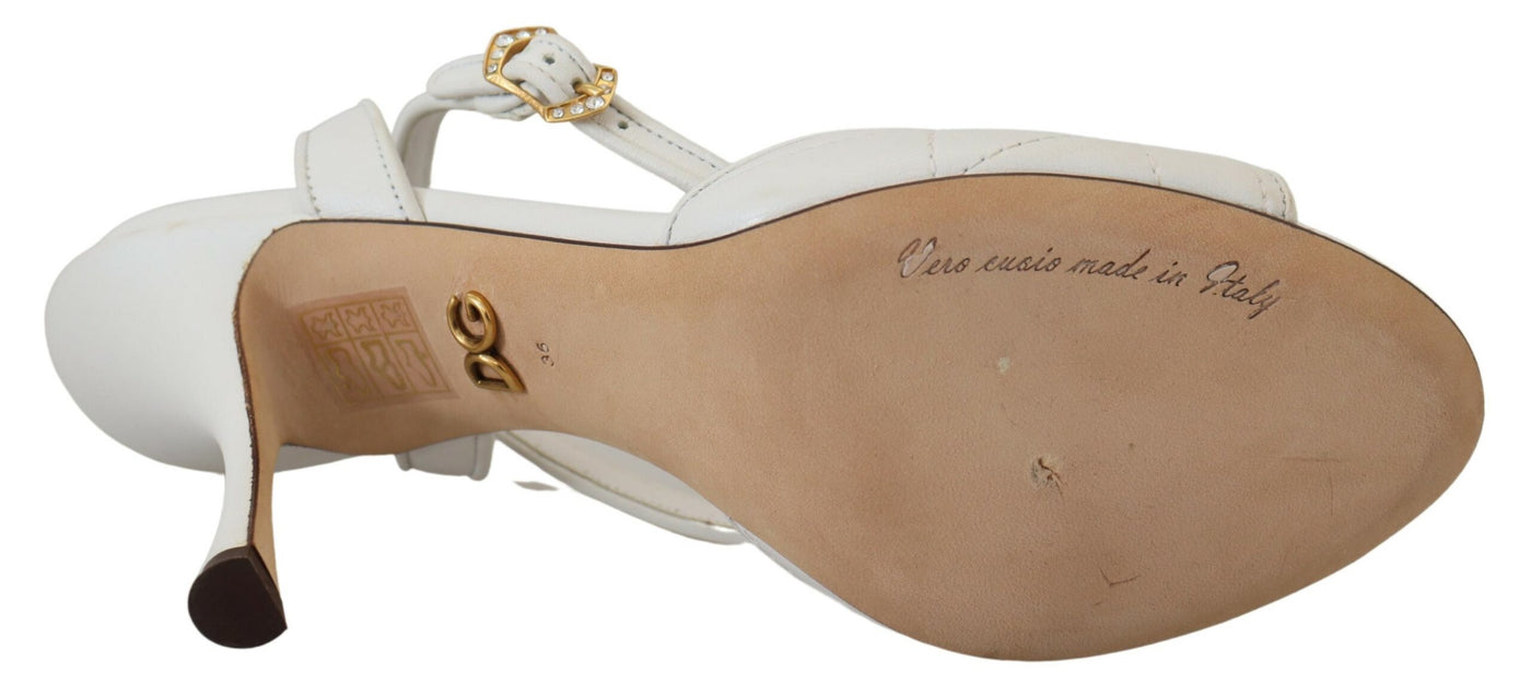 Dolce & Gabbana White Devotion Embellished Sandals Shoes