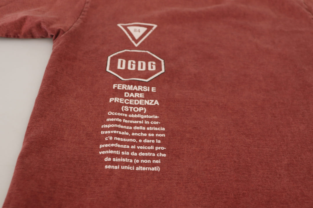 Dolce & Gabbana Maroon Print Round Neck Short Sleeves T-shirt