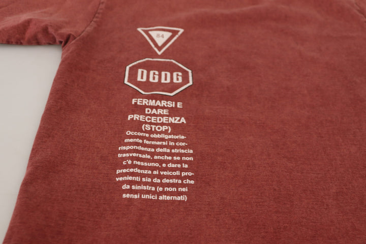 Dolce & Gabbana Maroon Print Round Neck Short Sleeves T-shirt