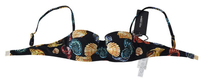 Dolce & Gabbana Black Seashells Print Women Swimwear Bikini Tops #women, Black, Dolce & Gabbana, feed-agegroup-adult, feed-color-multicolor, feed-gender-female, IT1 | XS, Swimwear - Women - Clothing, Women - New Arrivals at SEYMAYKA