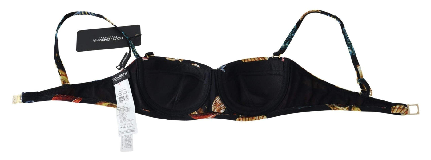 Dolce & Gabbana Black Seashells Print Women Swimwear Bikini Tops #women, Black, Dolce & Gabbana, feed-agegroup-adult, feed-color-multicolor, feed-gender-female, IT1 | XS, Swimwear - Women - Clothing, Women - New Arrivals at SEYMAYKA
