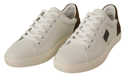 Dolce & Gabbana White Suede Leather Mens Low Tops Sneakers #men, Dolce & Gabbana, EU39.5/US6.5, EU39/US6, EU40.5/US7.5, EU40/US7, EU41/US8, EU44.5/US11.5, EU45/US12, feed-agegroup-adult, feed-color-White, feed-gender-male, Sneakers - Men - Shoes, White at SEYMAYKA