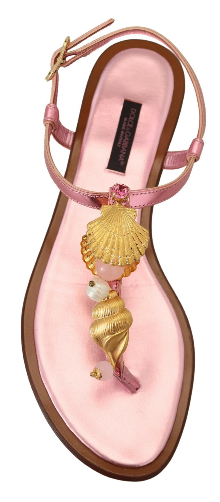 Dolce & Gabbana Pink Embellished Slides Flats Sandals Shoes