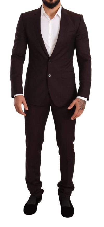 Dolce & Gabbana Bordeaux Wool MARTINI Slim Fit Suit #men, Bordeaux, Dolce & Gabbana, feed-agegroup-adult, feed-color-Bordeaux, feed-gender-male, IT44 | XS, IT46 | S, IT52 | L, IT54 | XL, Suits - Men - Clothing at SEYMAYKA