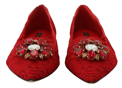 Red Taormina Crystals Loafers Flats Shoes