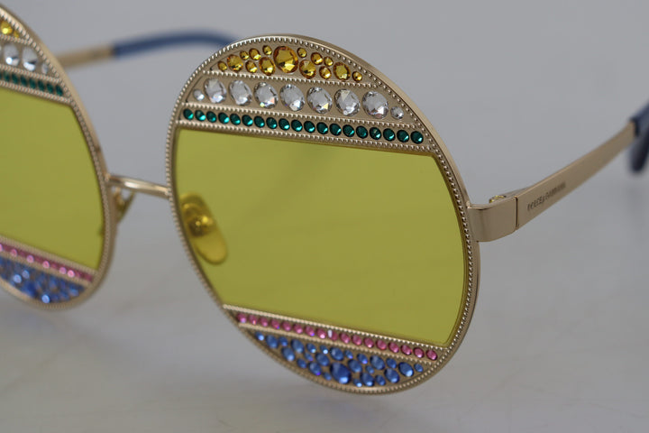 Dolce & Gabbana Gold Oval Metal Crystals Shades DG2209B Sunglasses