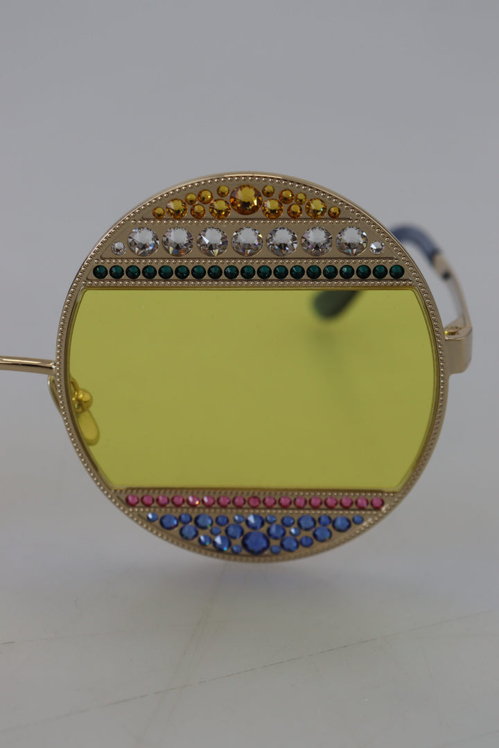 Dolce & Gabbana Gold Oval Metal Crystals Shades DG2209B Sunglasses