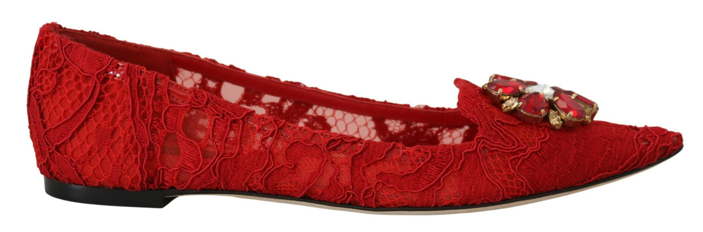 Red Taormina Crystals Loafers Flats Shoes