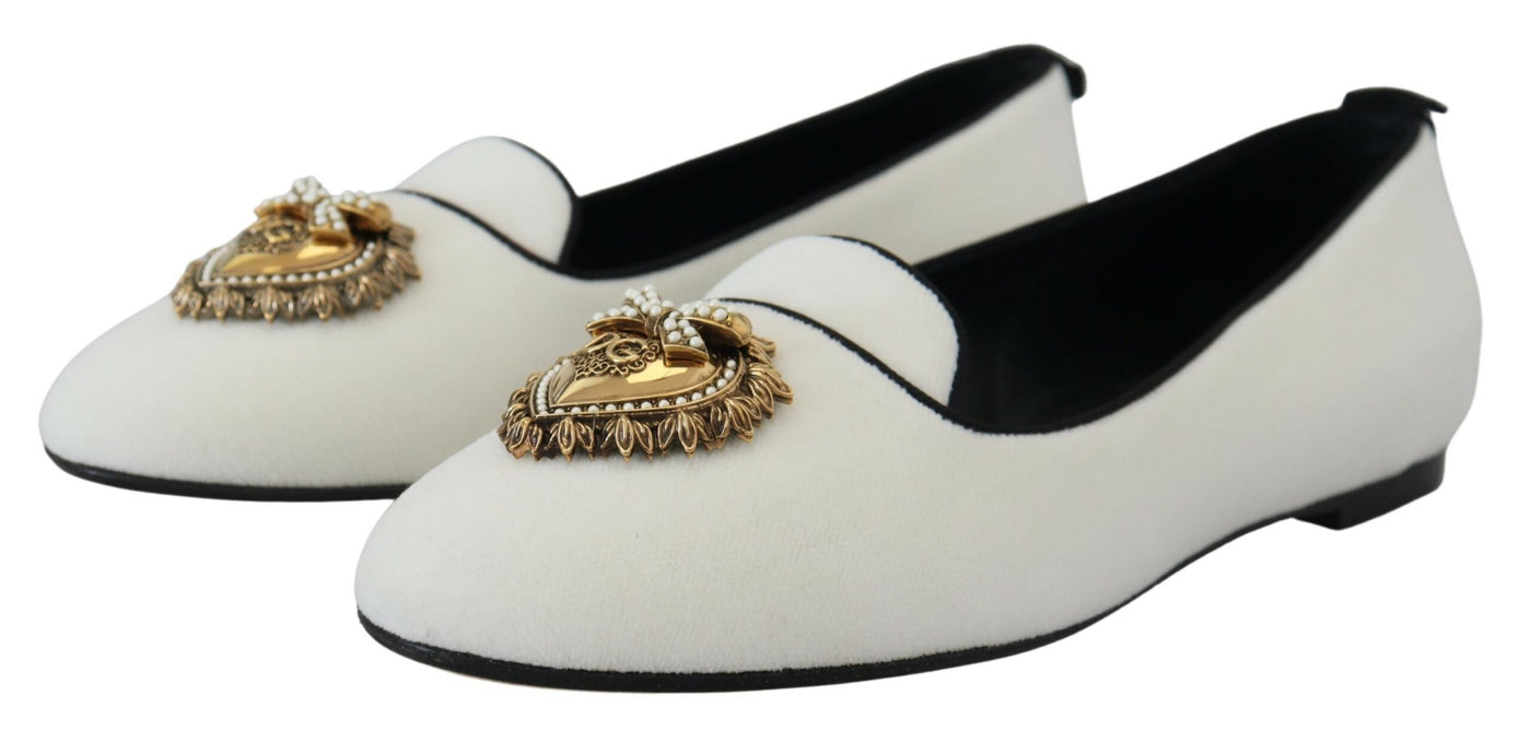 White Velvet Slip Ons Loafers Flats Shoes