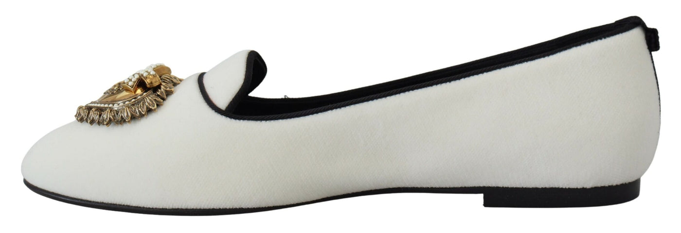 White Velvet Slip Ons Loafers Flats Shoes