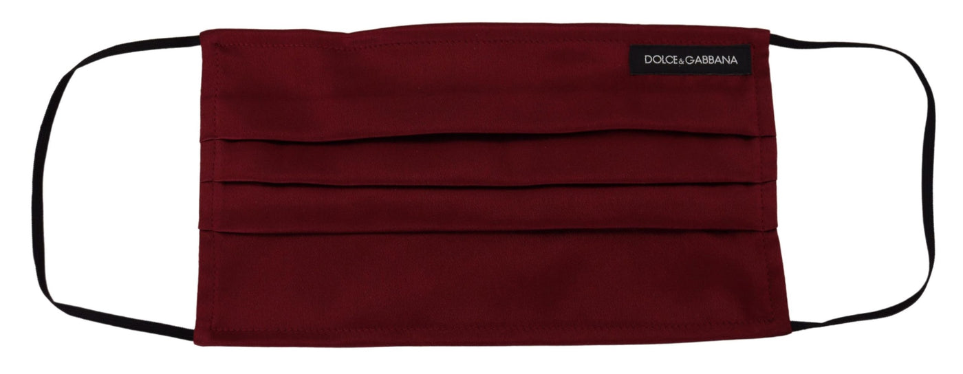 Dolce & Gabbana Maroon Silk Pleated Elastic Ear Strap One Size Face Mask