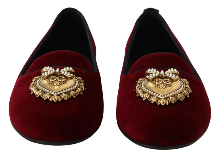 Bordeaux Velvet Slip-On Loafers Flats Shoes