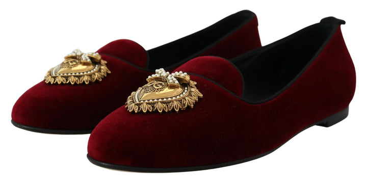 Bordeaux Velvet Slip-On Loafers Flats Shoes