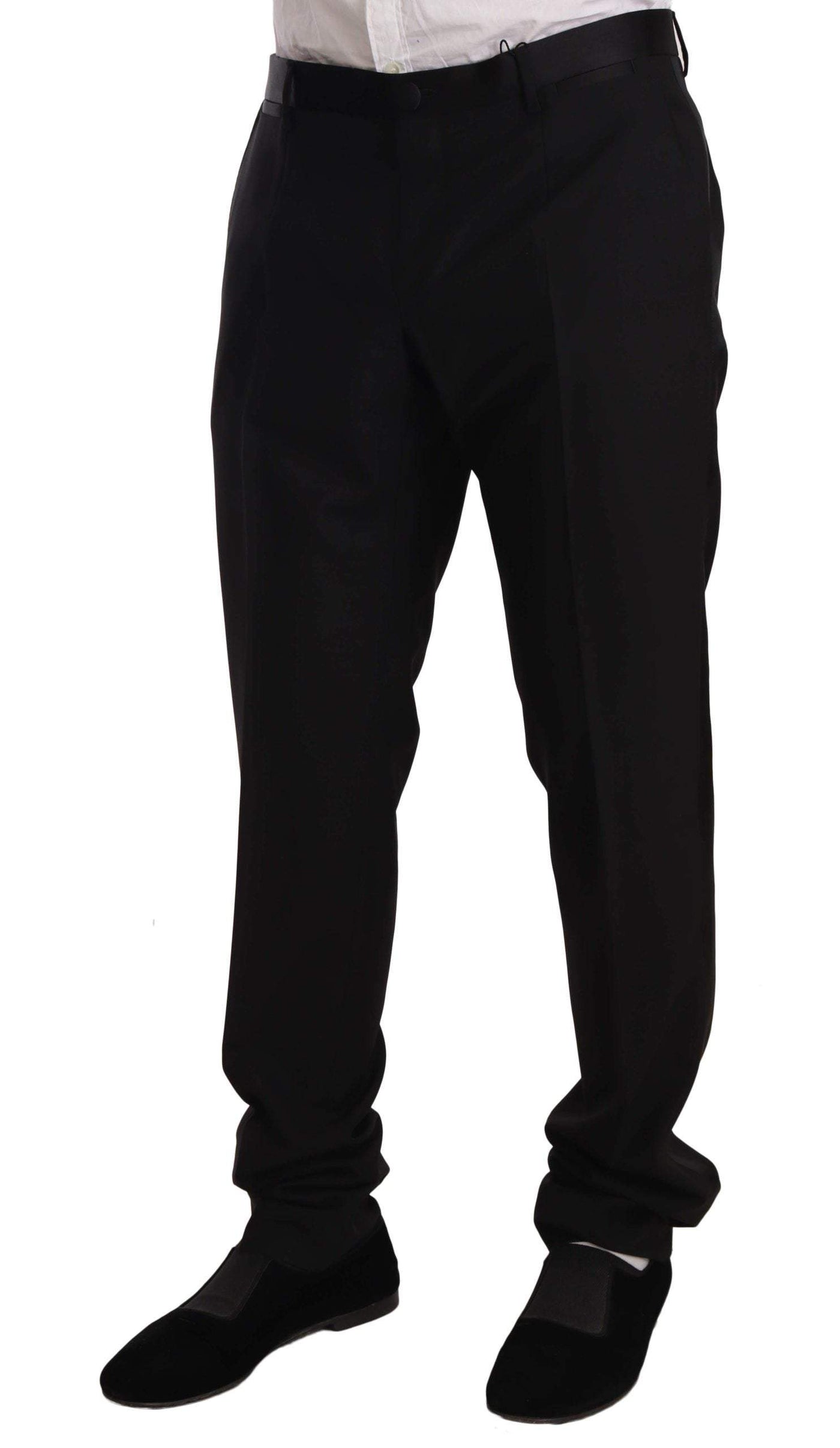 Dolce & Gabbana Black Wool Formal Tuxedo Trouser Pants #men, Black, Dolce & Gabbana, feed-agegroup-adult, feed-color-Black, feed-gender-male, IT52 | XL, IT56 | XXL, Jeans & Pants - Men - Clothing at SEYMAYKA