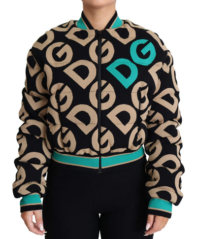 Dolce & Gabbana Multicolor DG Logo Print Quilted Bomber Jacket #women, Dolce & Gabbana, feed-agegroup-adult, feed-color-multicolor, feed-gender-female, feed-size-IT40|S, IT40|S, Jackets & Coats - Women - Clothing, Multicolor, Women - New Arrivals at SEYMAYKA