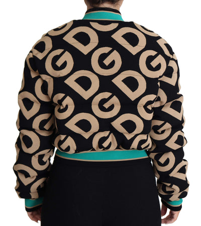 Dolce & Gabbana Multicolor DG Logo Print Quilted Bomber Jacket #women, Dolce & Gabbana, feed-agegroup-adult, feed-color-multicolor, feed-gender-female, feed-size-IT40|S, IT40|S, Jackets & Coats - Women - Clothing, Multicolor, Women - New Arrivals at SEYMAYKA