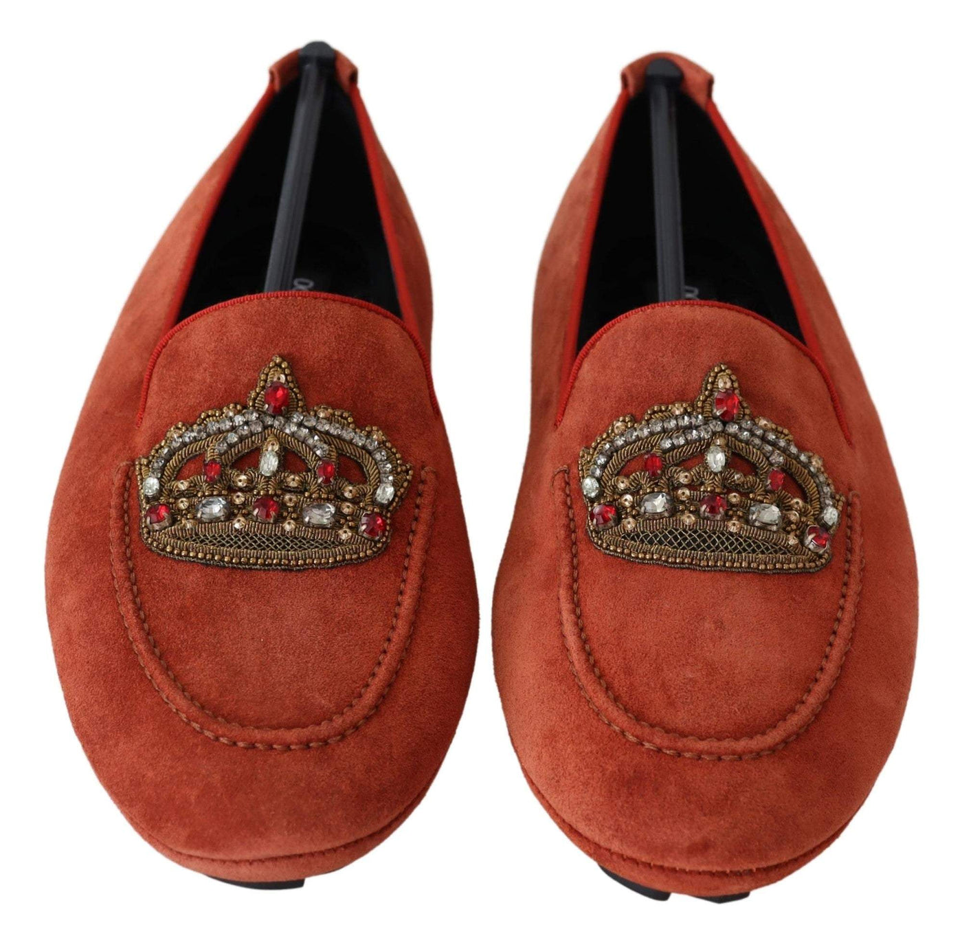 Dolce & Gabbana Orange Leather Crystal Crown  Loafers Shoes #men, Dolce & Gabbana, EU40/US7, feed-1, Loafers - Men - Shoes, Orange, Shoes - New Arrivals at SEYMAYKA