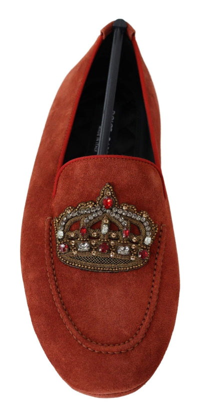 Dolce & Gabbana Orange Leather Crystal Crown  Loafers Shoes #men, Dolce & Gabbana, EU40/US7, feed-1, Loafers - Men - Shoes, Orange, Shoes - New Arrivals at SEYMAYKA