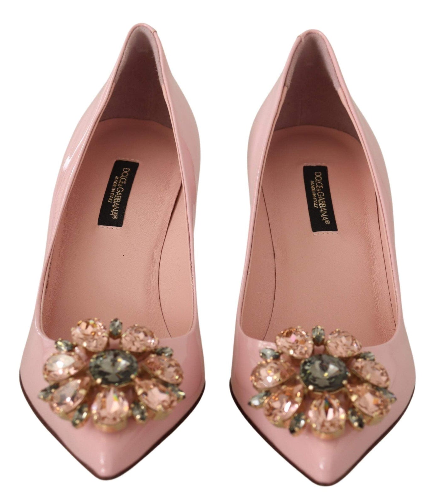 Dolce & Gabbana Pink Leather Crystal Heels Pumps Heels Shoes #women, Dolce & Gabbana, EU35/US4.5, feed-agegroup-adult, feed-color-Pink, feed-gender-female, Pink, Pumps - Women - Shoes at SEYMAYKA