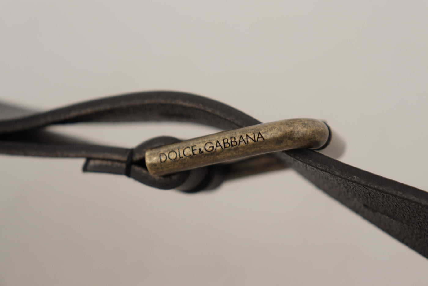 Dolce & Gabbana Black Calf Leather Logo Brass Metal Buckle Belt