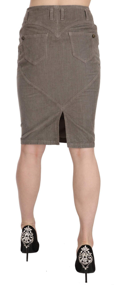 Just Cavalli  Corduroy Pencil Straight A-Line Skirt #women, Catch, feed-agegroup-adult, feed-color-gray, feed-gender-female, feed-size-IT40|S, feed-size-IT42|M, Gender_Women, Gray, IT40|S, IT42|M, Just Cavalli, Kogan, Skirts - Women - Clothing, Women - New Arrivals at SEYMAYKA