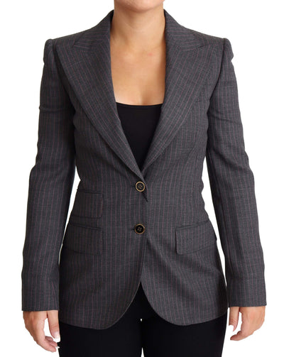 Dolce & Gabbana Gray Single Breasted Fitted Blazer Wool Jacket #women, Dolce & Gabbana, feed-agegroup-adult, feed-color-gray, feed-gender-female, feed-size-IT36 | XS, Gray, IT36 | XS, Jackets & Coats - Women - Clothing, Women - New Arrivals at SEYMAYKA