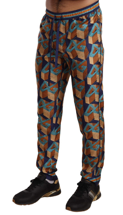Dolce & Gabbana Multicolor Patterned Joggers Silk Pants #men, Dolce & Gabbana, feed-agegroup-adult, feed-color-Multicolor, feed-gender-male, IT44 | XS, IT46 | S, Jeans & Pants - Men - Clothing, Multicolor at SEYMAYKA