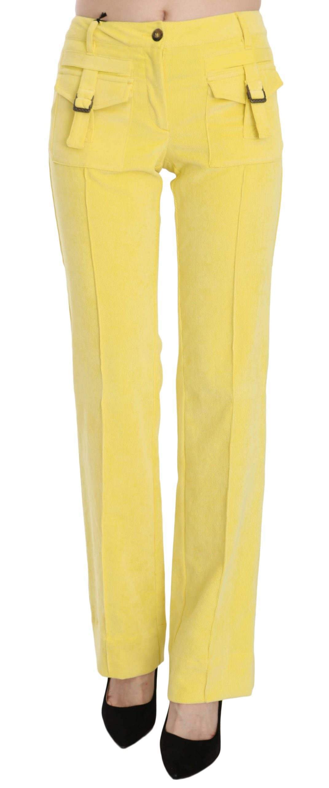 Just Cavalli  Corduroy Mid Waist Straight Trousers Pants #women, Catch, feed-agegroup-adult, feed-color-yellow, feed-gender-female, feed-size-IT38|XS, feed-size-IT40|S, feed-size-IT46|XL, Gender_Women, IT38|XS, IT40|S, IT46|XL, Jeans & Pants - Women - Clothing, Just Cavalli, Kogan, Women - New Arrivals, Yellow at SEYMAYKA