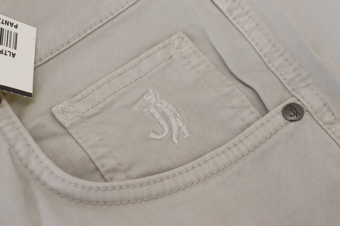Jeckerson Gray Cotton Tapered  Casual Pants