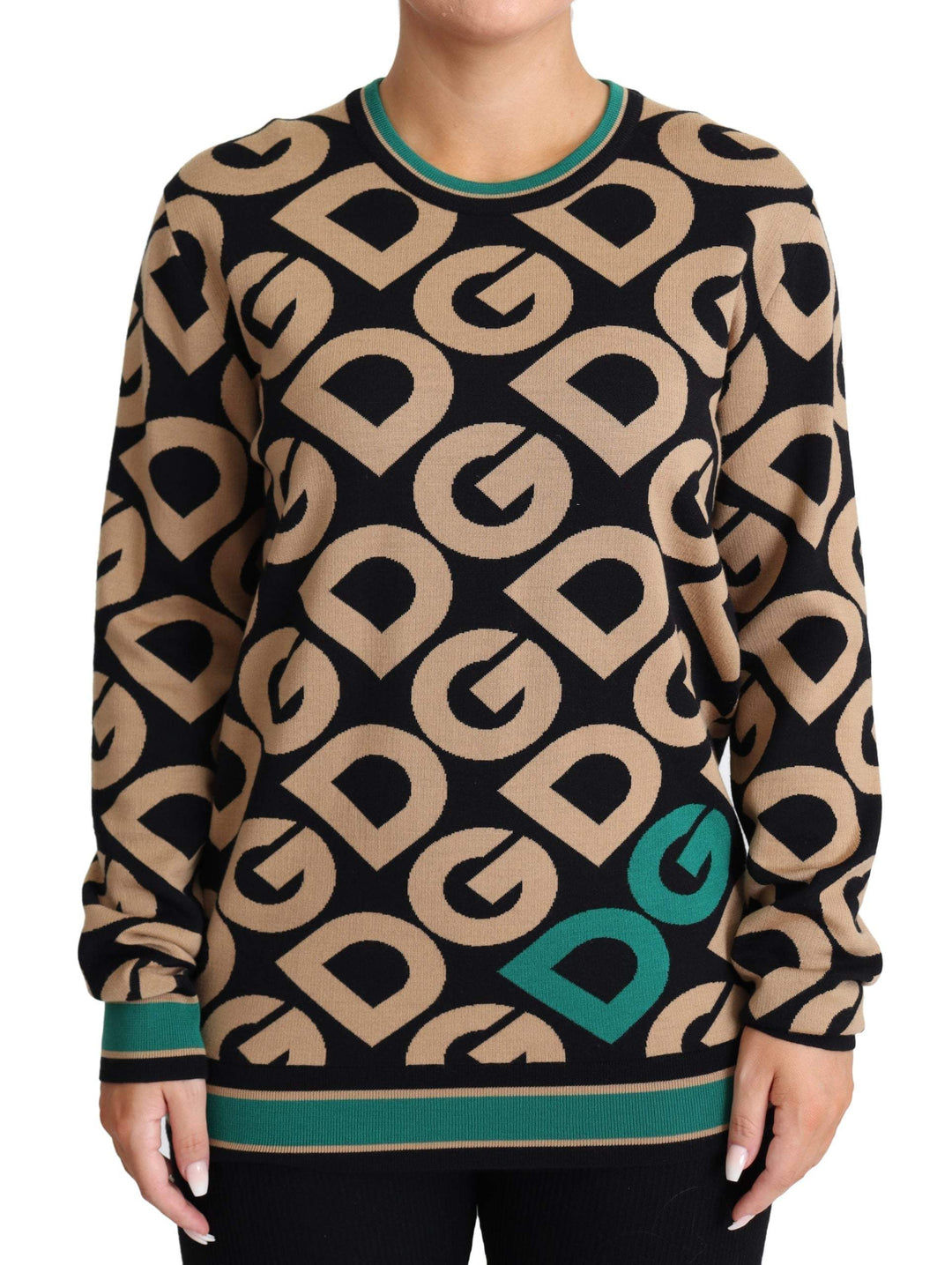 Dolce & Gabbana Multicolor DG Mania Wool Crewneck Pullover Sweater #women, Dolce & Gabbana, feed-agegroup-adult, feed-color-Multicolor, feed-gender-female, feed-size-IT40|S, IT40|S, Multicolor, Sweaters - Women - Clothing, Women - New Arrivals at SEYMAYKA