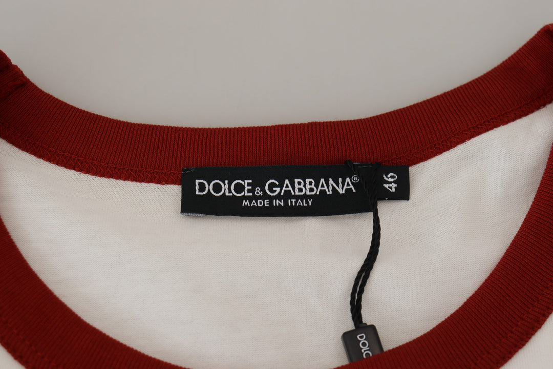Dolce & gabbana Cotton White Logo Print Crewneck T-shirt
