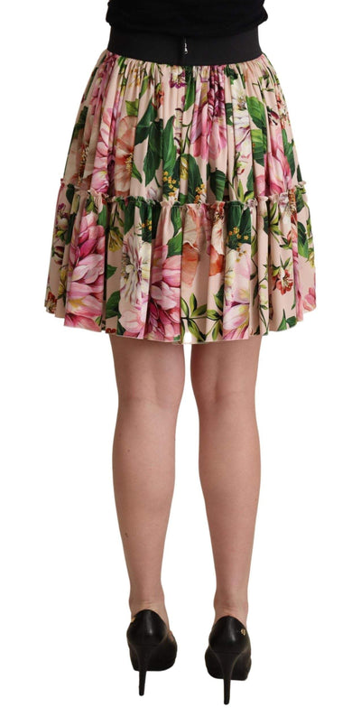 Dolce & Gabbana Pink Floral Print Silk High Waist Mini Skirt Dolce & Gabbana, feed-agegroup-adult, feed-color-Pink, feed-gender-female, IT40|S, Pink, Skirts - Women - Clothing at SEYMAYKA
