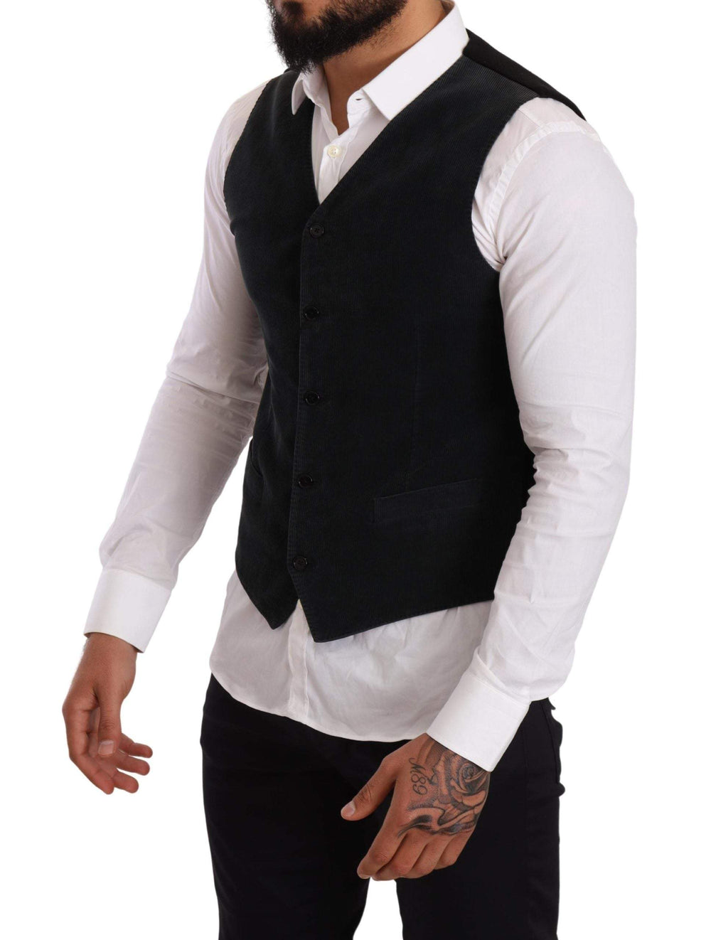 Dolce & Gabbana Black Cotton Single Breasted Waistcoat #men, Black, Dolce & Gabbana, feed-agegroup-adult, feed-color-Black, feed-gender-male, IT48 | M, Vests - Men - Clothing at SEYMAYKA