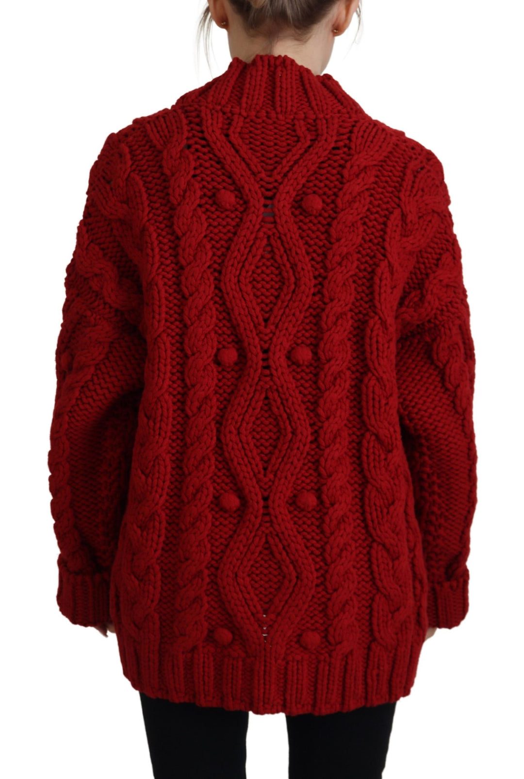 Dolce & Gabbana Red Wool Knit Button Down Cardigan Sweater