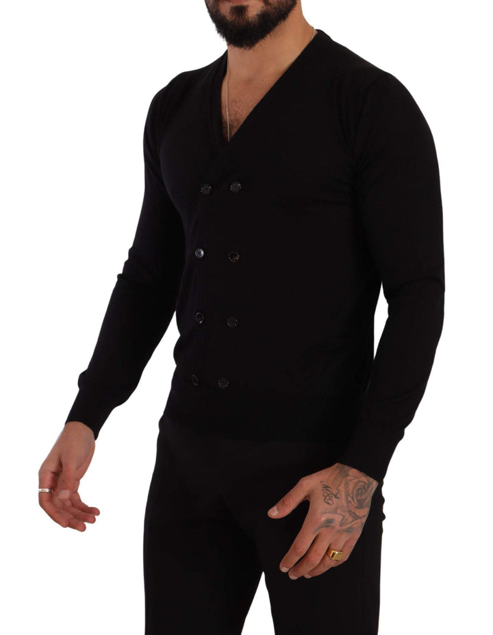 Dolce & Gabbana Black Cashmere Button Down Cardigan Sweater #men, Black, Dolce & Gabbana, feed-1, IT46 | S, IT50 | L, Sweaters - Men - Clothing at SEYMAYKA
