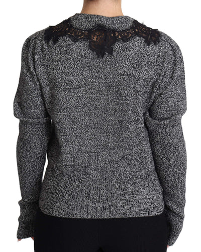 Dolce & Gabbana Gray Lace Trimmed Pullover Cashmere Sweater #women, Dolce & Gabbana, feed-agegroup-adult, feed-color-gray, feed-gender-female, feed-size-IT36 | XS, feed-size-IT48|XXL, Gray, IT36 | XS, IT48|XXL, Sweaters - Women - Clothing, Women - New Arrivals at SEYMAYKA