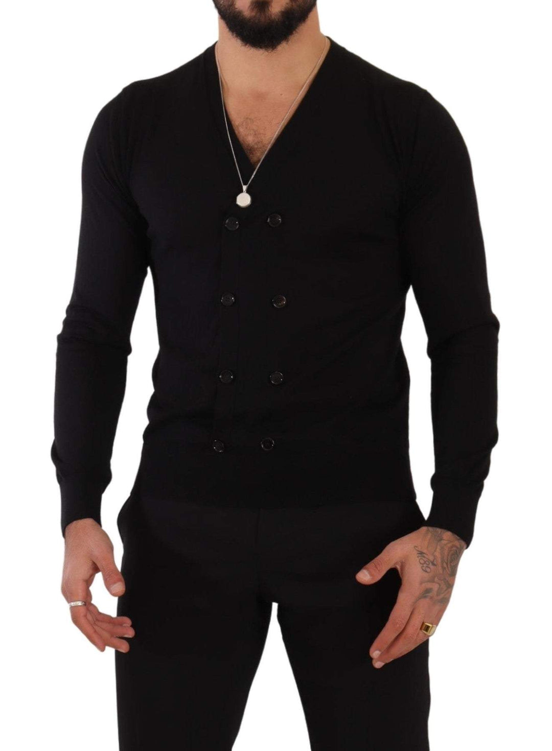 Dolce & Gabbana Black Cashmere Button Down Cardigan Sweater #men, Black, Dolce & Gabbana, feed-1, IT46 | S, IT50 | L, Sweaters - Men - Clothing at SEYMAYKA