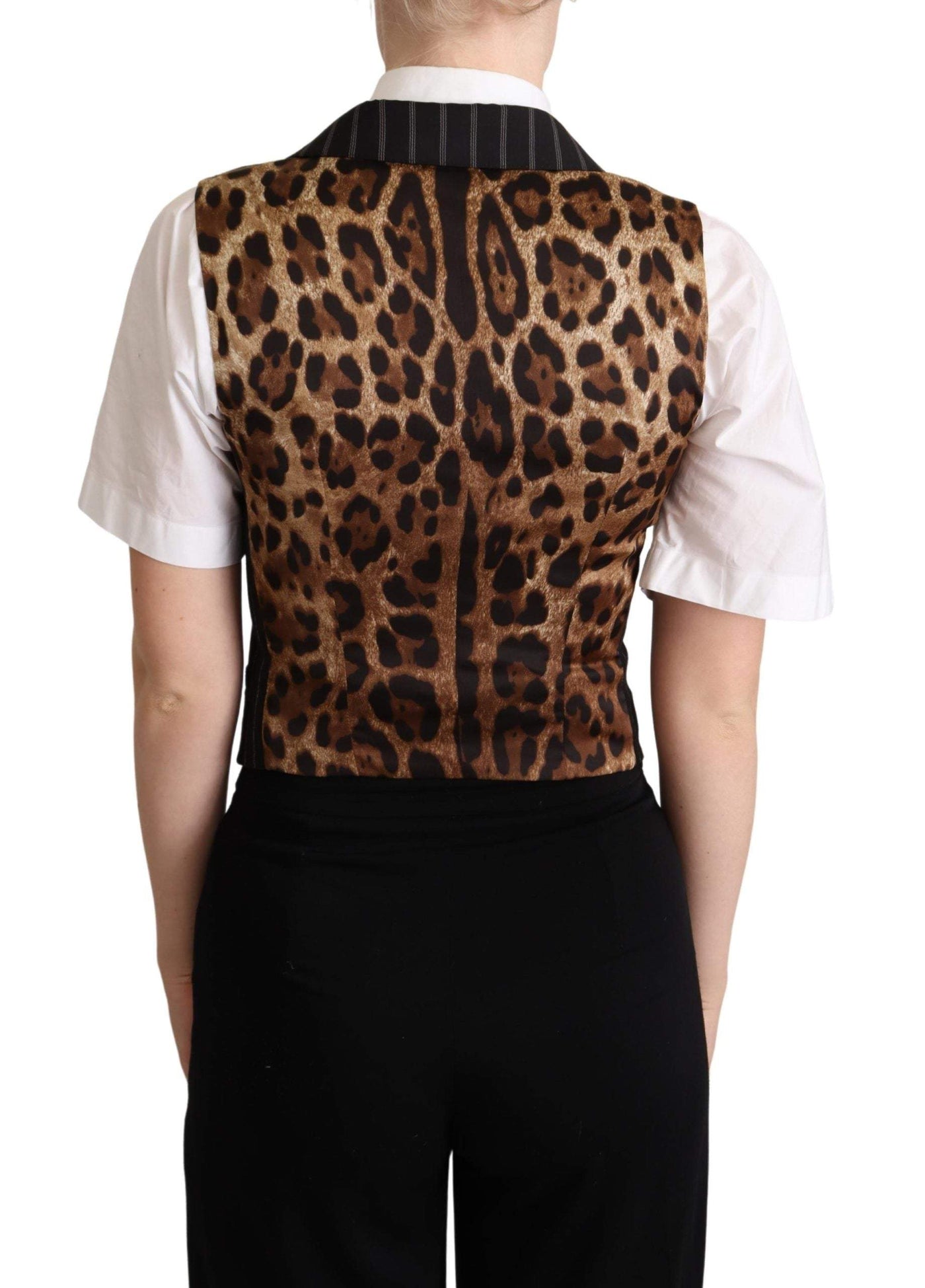 Dolce & Gabbana Black Brown Leopard Print Waistcoat Vest Black, Dolce & Gabbana, feed-agegroup-adult, feed-color-Black, feed-gender-female, IT40|S, Vests - Women - Clothing at SEYMAYKA