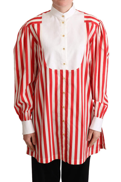 Dolce & Gabbana Red White Striped Long Sleeves Formal Shirt Dolce & Gabbana, feed-agegroup-adult, feed-color-Red, feed-gender-female, IT40|S, Red, Shirts - Women - Clothing at SEYMAYKA