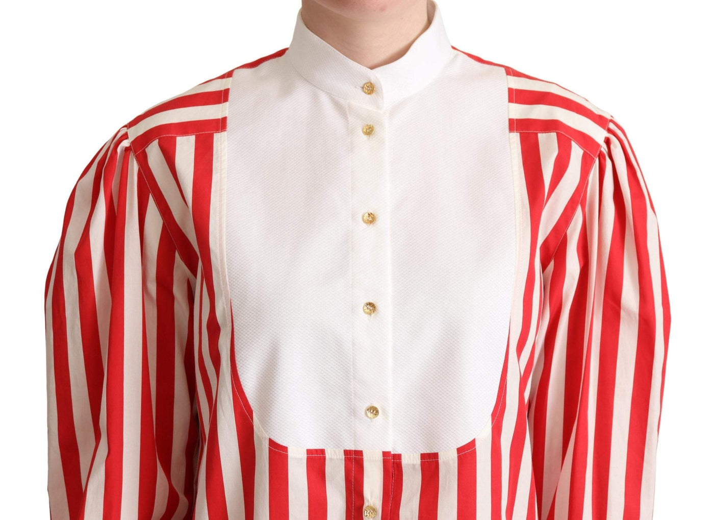 Dolce & Gabbana Red White Striped Long Sleeves Formal Shirt Dolce & Gabbana, feed-agegroup-adult, feed-color-Red, feed-gender-female, IT40|S, Red, Shirts - Women - Clothing at SEYMAYKA
