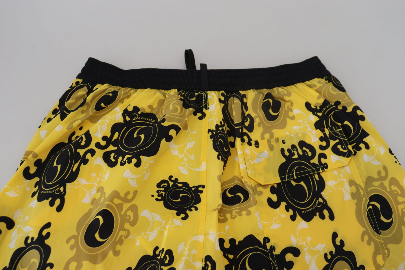 Dsquared² Yellow Black Printed Men Beachwear Shorts Swimwear