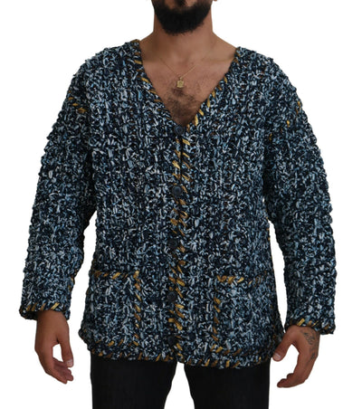 Dolce & Gabbana Blue Button Cardigan Fatto A Mano Sweater