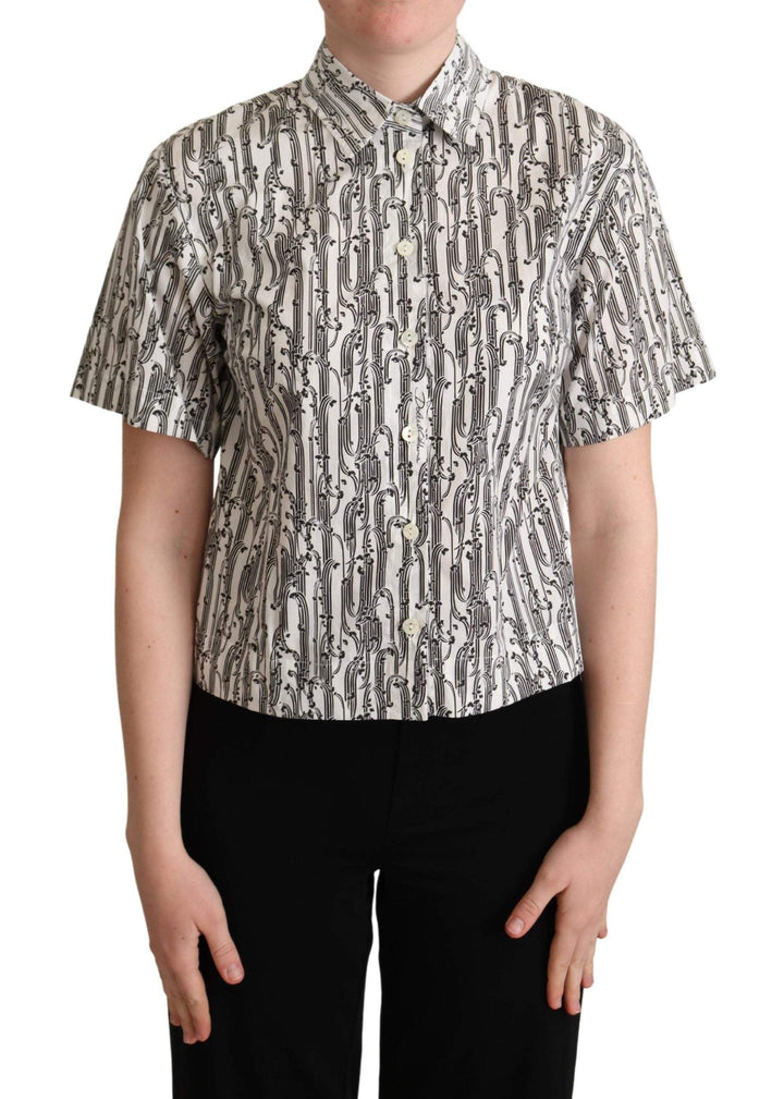 Dolce & Gabbana White Floral Collared Blouse Shirt Black/White, Dolce & Gabbana, feed-agegroup-adult, feed-color-Black, feed-gender-female, IT38|XS, IT40|S, IT42|M, IT44|L, IT46|XL, Shirts - Women - Clothing at SEYMAYKA