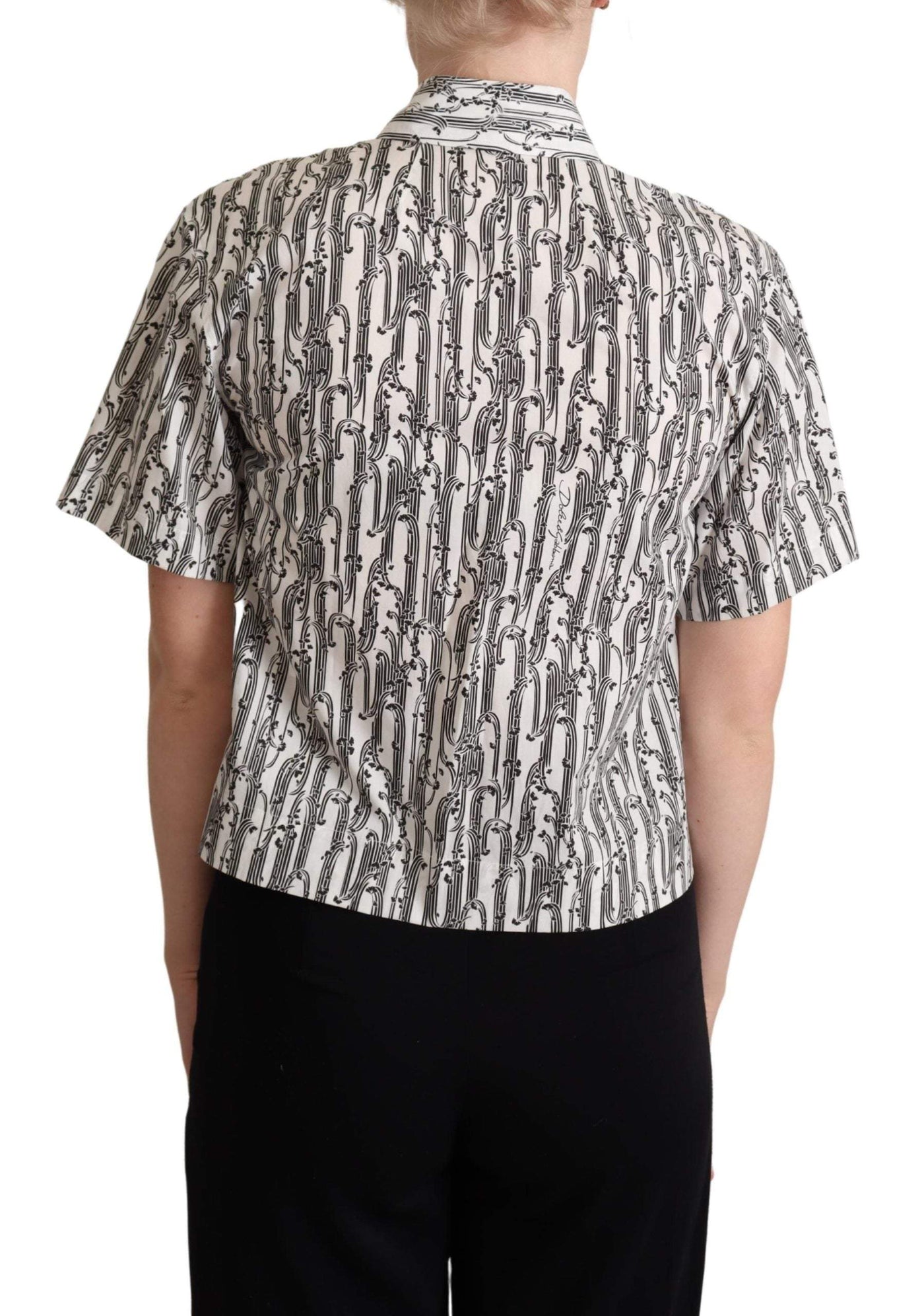 Dolce & Gabbana White Floral Collared Blouse Shirt Black/White, Dolce & Gabbana, feed-agegroup-adult, feed-color-Black, feed-gender-female, IT38|XS, IT40|S, IT42|M, IT44|L, IT46|XL, Shirts - Women - Clothing at SEYMAYKA