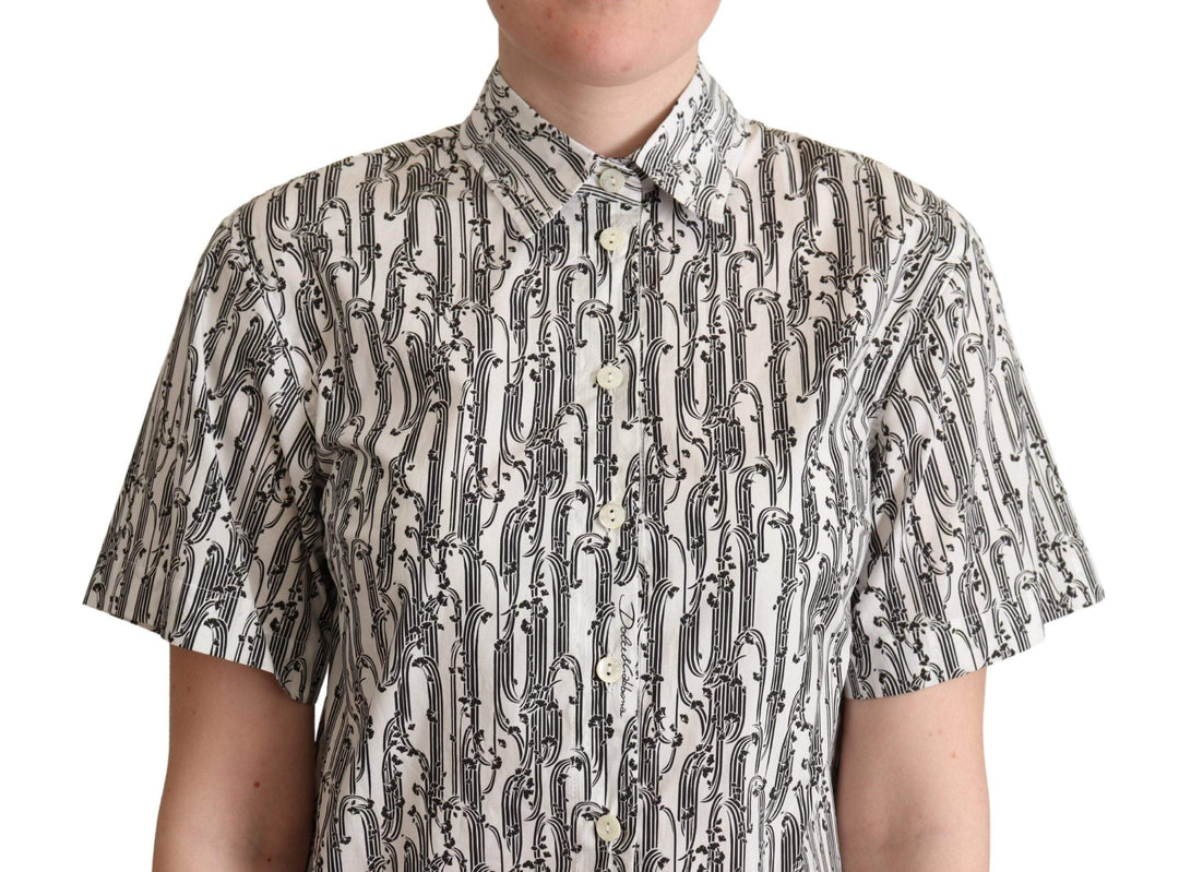 Dolce & Gabbana White Floral Collared Blouse Shirt Black/White, Dolce & Gabbana, feed-agegroup-adult, feed-color-Black, feed-gender-female, IT38|XS, IT40|S, IT42|M, IT44|L, IT46|XL, Shirts - Women - Clothing at SEYMAYKA