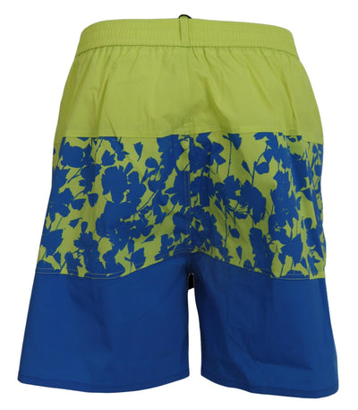 Dsquared² Blue Green Logo Print Men Beachwear Shorts Swimwear