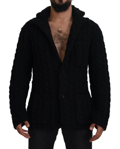 Dolce & Gabbana Black Wool Knit Button Cardigan Sweater